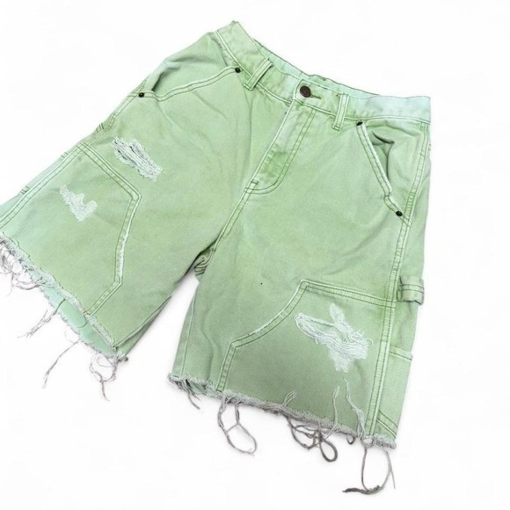 BDG UO Distressed Green Longline Carpenter Women's Jort Shorts US size 4 (26)
